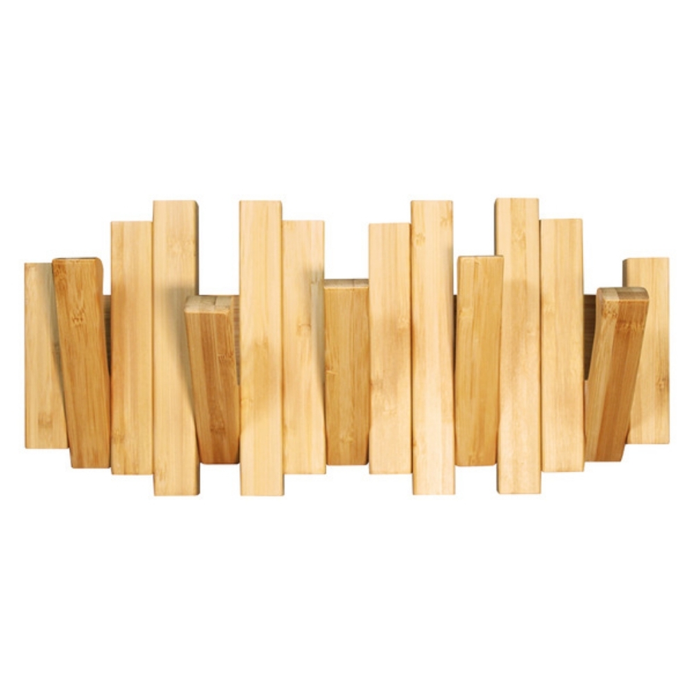 NWT/NIB Kirkton House Retractable Wall Hook Bamboo Wooden Aldi Huntington Home